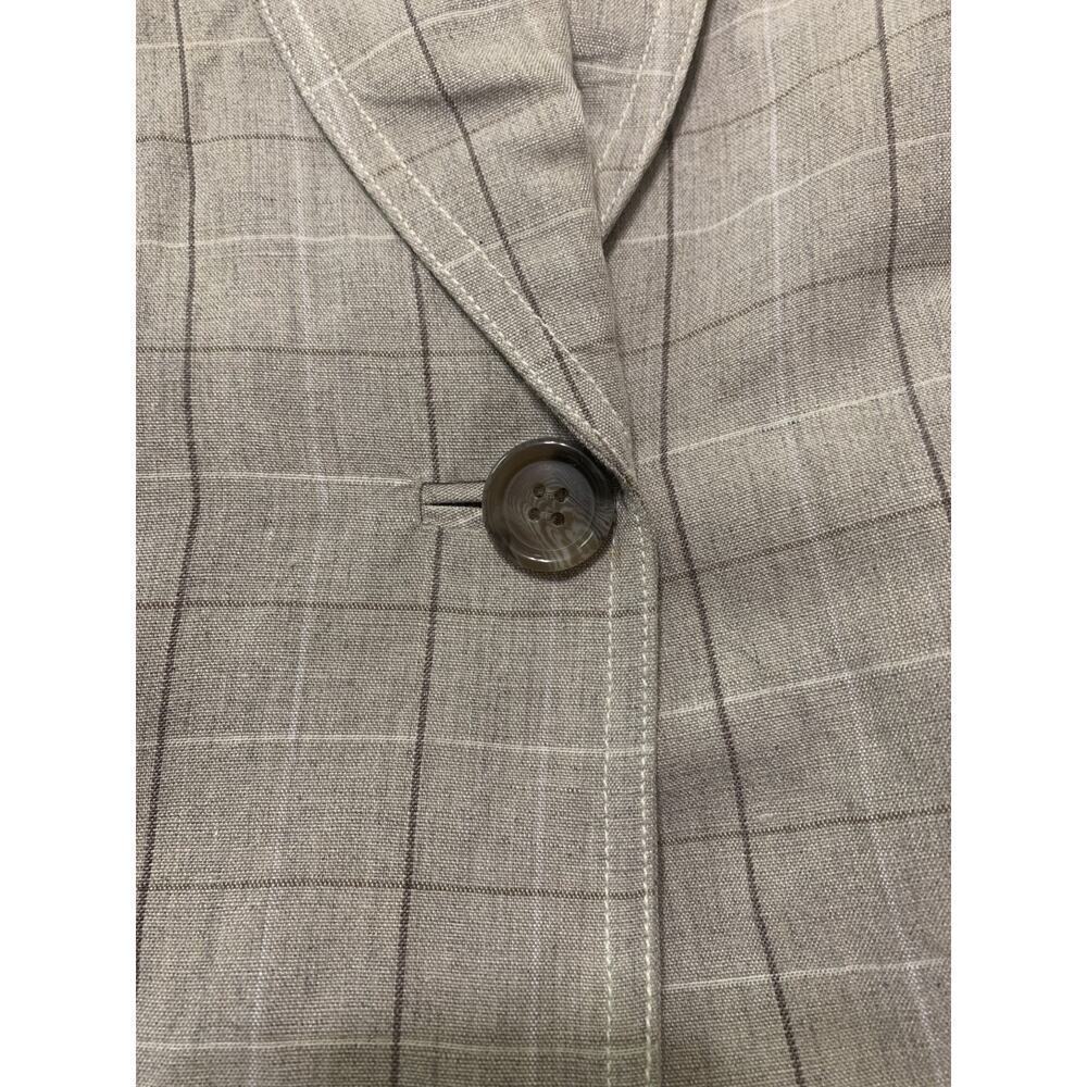 Vintage Jenny Max NYC Linen Blazer Size 10 Faux Leather Collar 90's Work Career - Picture 9 of 12